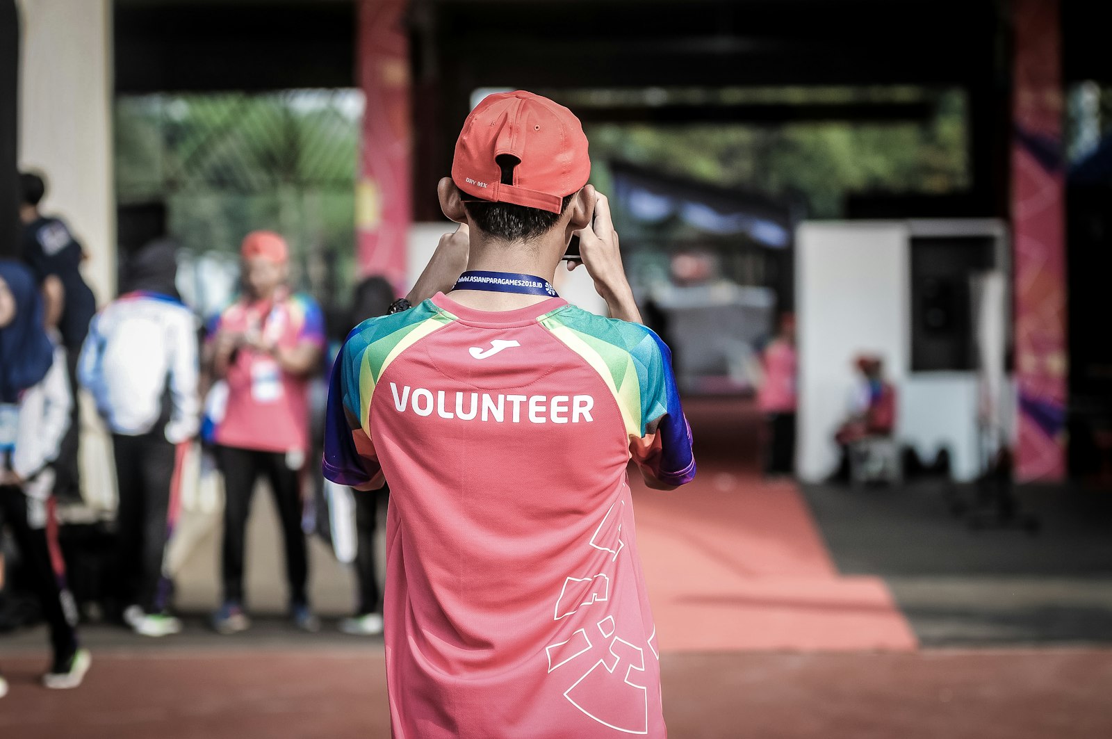 Volunteer helping at a community event