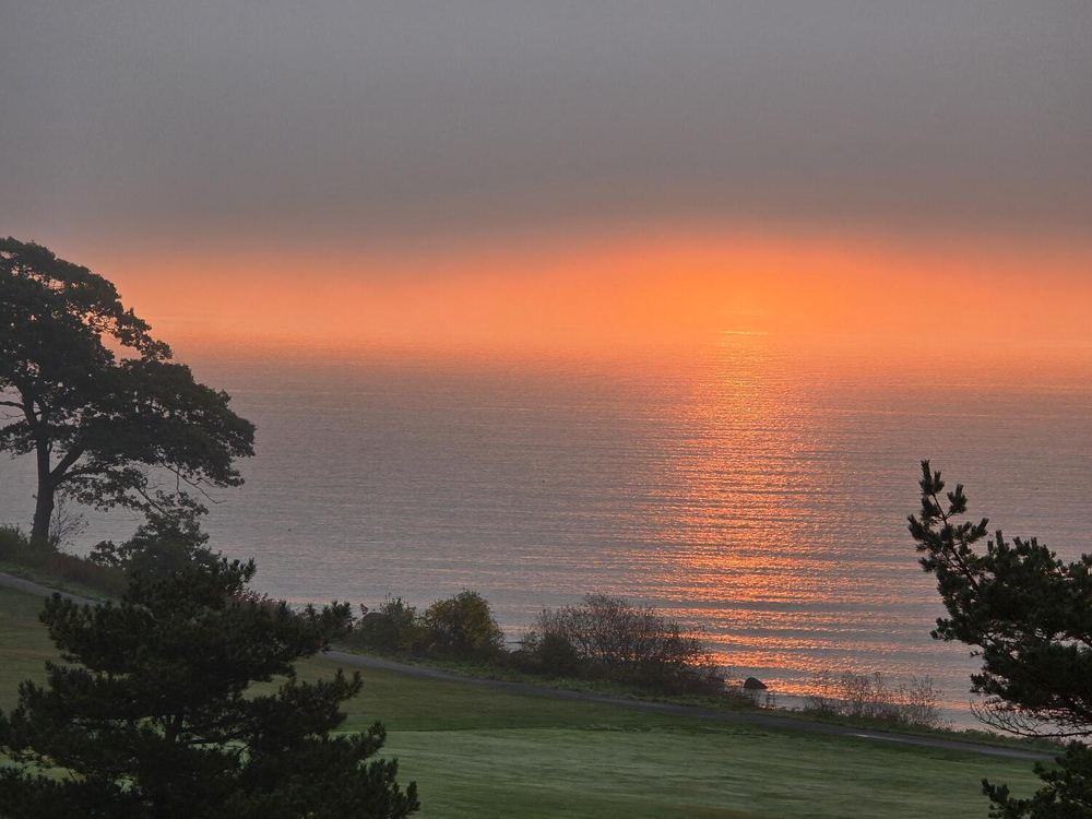Misty sunrise over the ocean